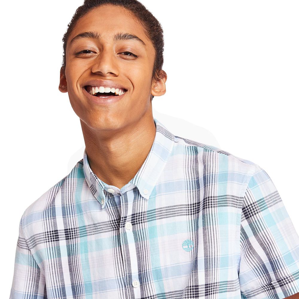 Camisa Masculino - Timberland Mill River Slim Fit Madras - QSCRW9621 - Azuis